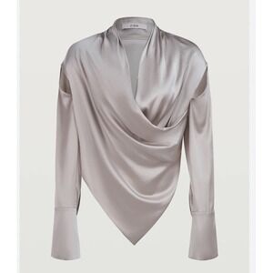 NWT‎ ET OCHS Nala Silk Surplice Wrap Blouse M Porcelain $845